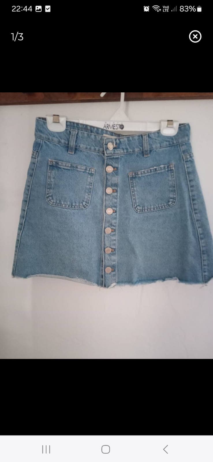 Pollera corta de denim, 100 algodon de la marca System Basic